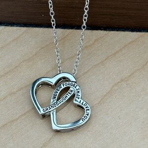 Granddaughter Never Forget Necklace/ silver tone / linked hearts